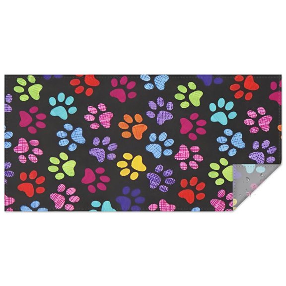 Colorful Animal Footprints Rectangle Tablecloth 60"x120",Waterproof Polyester Rectangle Table Cloth, Wipeable Spillproof Polyester Tablecloth for Dining, Camping, Indoor and Outdoor