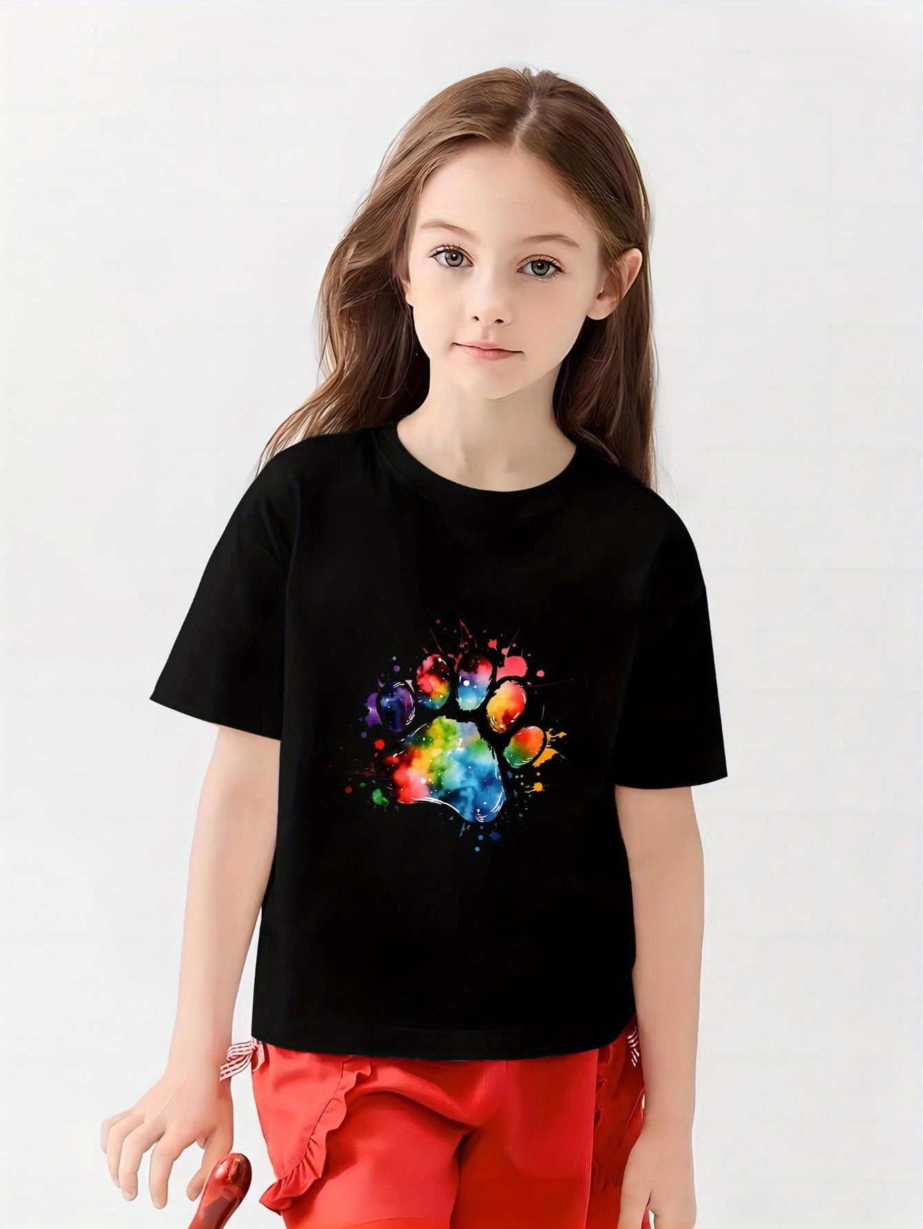 Girls Navy Blue Animal Printed T-Shirt