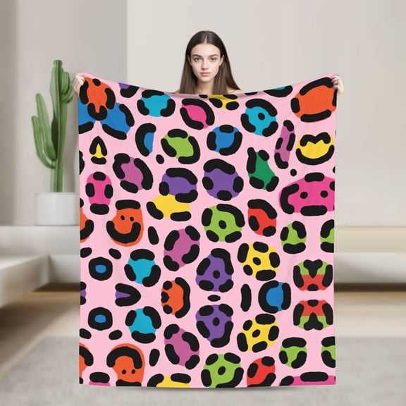 Colorful Animal Print Comfort Soft & Comfortable Throw Blanket for Couch Fall Blankets & Throws, Plush Fuzzy Cover for Bed, Sofa & Living Room - Cozy Home Decor