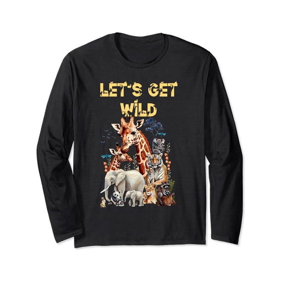 Colorful Animal Print Long Sleeve T-Shirt for Wildlife Safari Birthday Celebrations