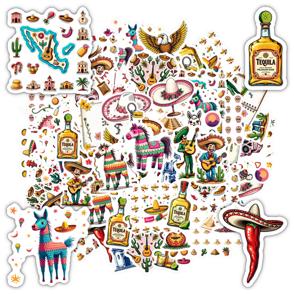 Colorful Animal Stickers Mexican Culture Stickers Folk Decals for Laptops Suitcases Notebooks