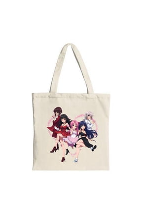 Colorful Anime Characters Tote Bag - Cheerful Dance Design Perfect for Parties Travel & Shopping Stylish Canvas Reusable Bag