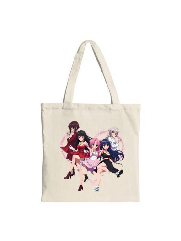 Colorful Anime Characters Tote Bag - Cheerful Dance Design Perfect for Parties Travel & Shopping Stylish Canvas Reusable Bag