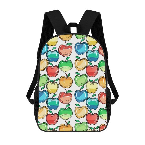 Colorful Apple Pattern Travel Backpack 17 Inch Laptop Bag Student Backpack