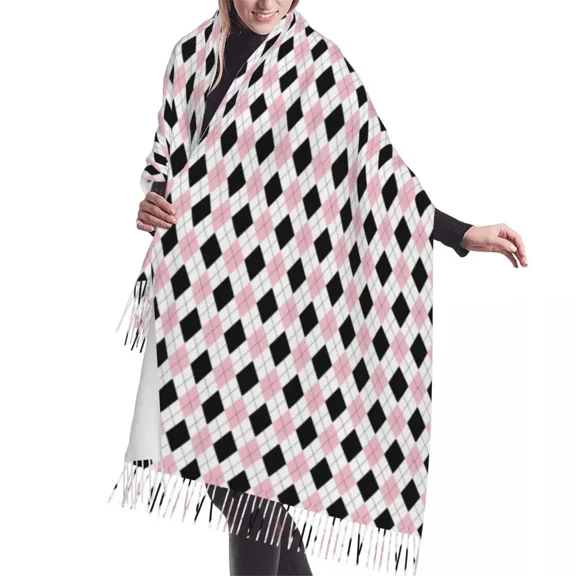 Colorful Argyle Pattern Tassel Scarf Women Soft Shawls Wraps Ladies Winter Scarves