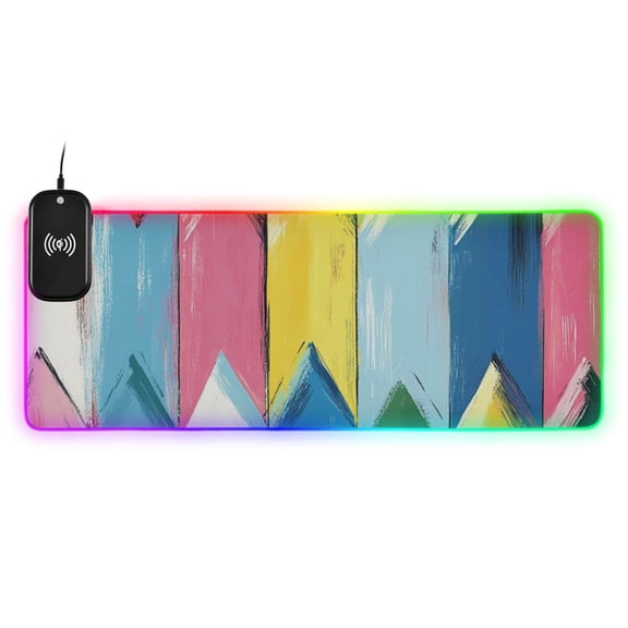 Colorful Arrow Abstract Wireless Charging RGB Gaming Mouse Pad Large Keyboard Mat Rubber Base 13 Light Modes