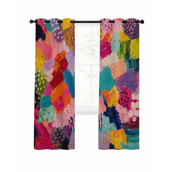 Colorful Art Blackout Curtains 84 Inches Length, Geometric Modern ...
