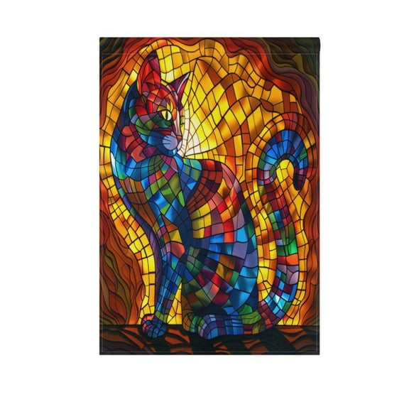 Colorful Art Cat Garden Flag House Banner 12" x 18" Double Sided Outdoor Yard Decoration
