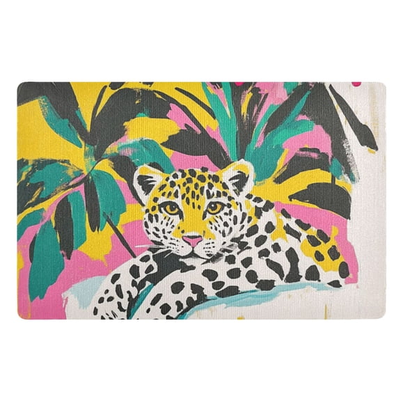 Colorful Art Leopard Floor Door Mat Outdoor Indoor for Home Entrance Welcome Mats 32"x20"