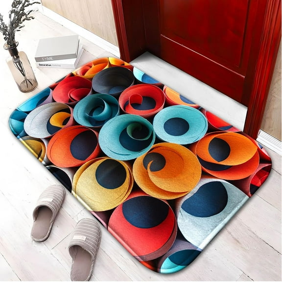 Colorful Art Pattern 175 Non-Slip Memory Foam Bath Rug: Absorbent, Quick-Dry, Machine Washable, Soft & Comfortable - S