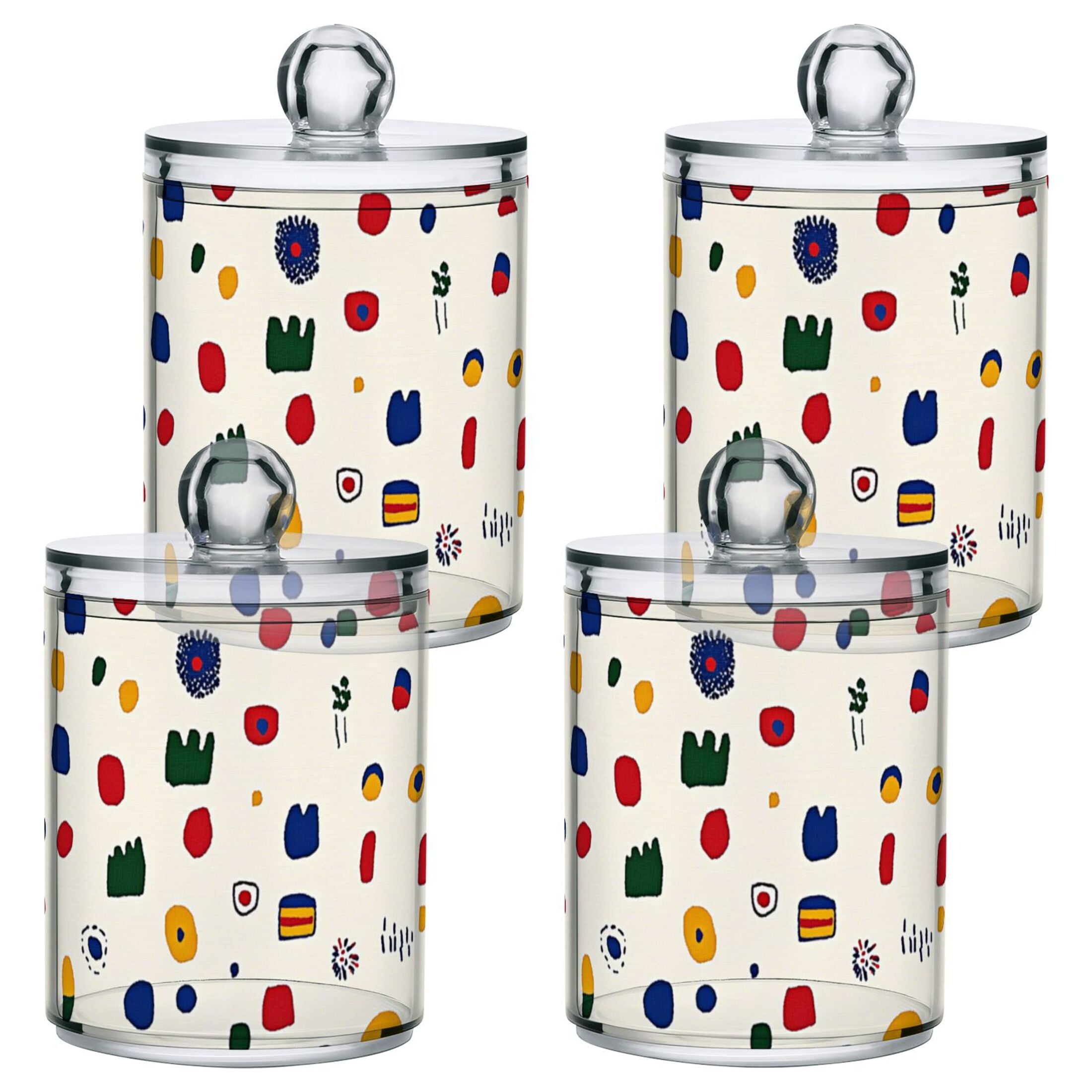 Colorful Art Shapes Pattern Bathroom Canisters Set of 4 Translucent ...