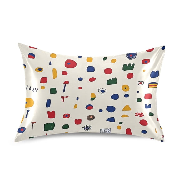 Colorful Art Shapes Pattern Luxury Silky Soft Pillowcase Standard Size Wrinkle Resistant Envelope Closure 20x26in