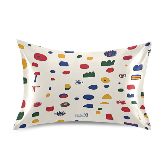 Colorful Art Shapes Pattern Satin Pillowcase 20''x26'' Double-Sided Print Soft Wrinkle Resistant