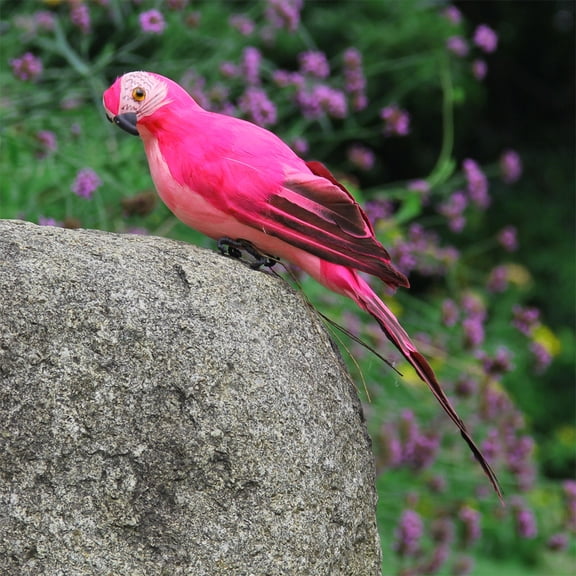 Colorful Artificial Parrots Birds Model Lifelike Fake Foam Feather Decor for Outdoor Garden Tree Home Patio Decoration Ornament