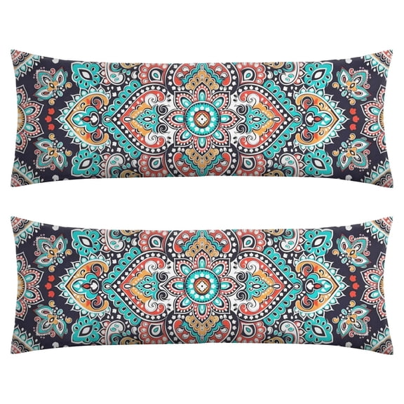 Colorful Artistic Body Pillow Cover 20x54 - Abstract Long Pillow Case with Invisible Zipper - Bohemian & Aesthetic Patterns - Machine Washable Pillowcase