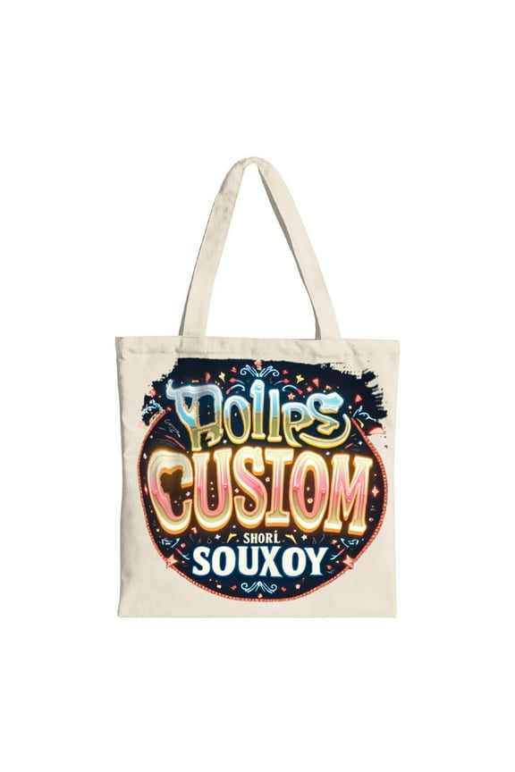 Colorful Artistic Tote Bag - MOLIS CUSTOM SHOR SOUXOY - Dark Blue & Black Circular Pattern with Stars & Swirls - Multifunctional Reusable Canvas Bag for Parties Travel & Shopping