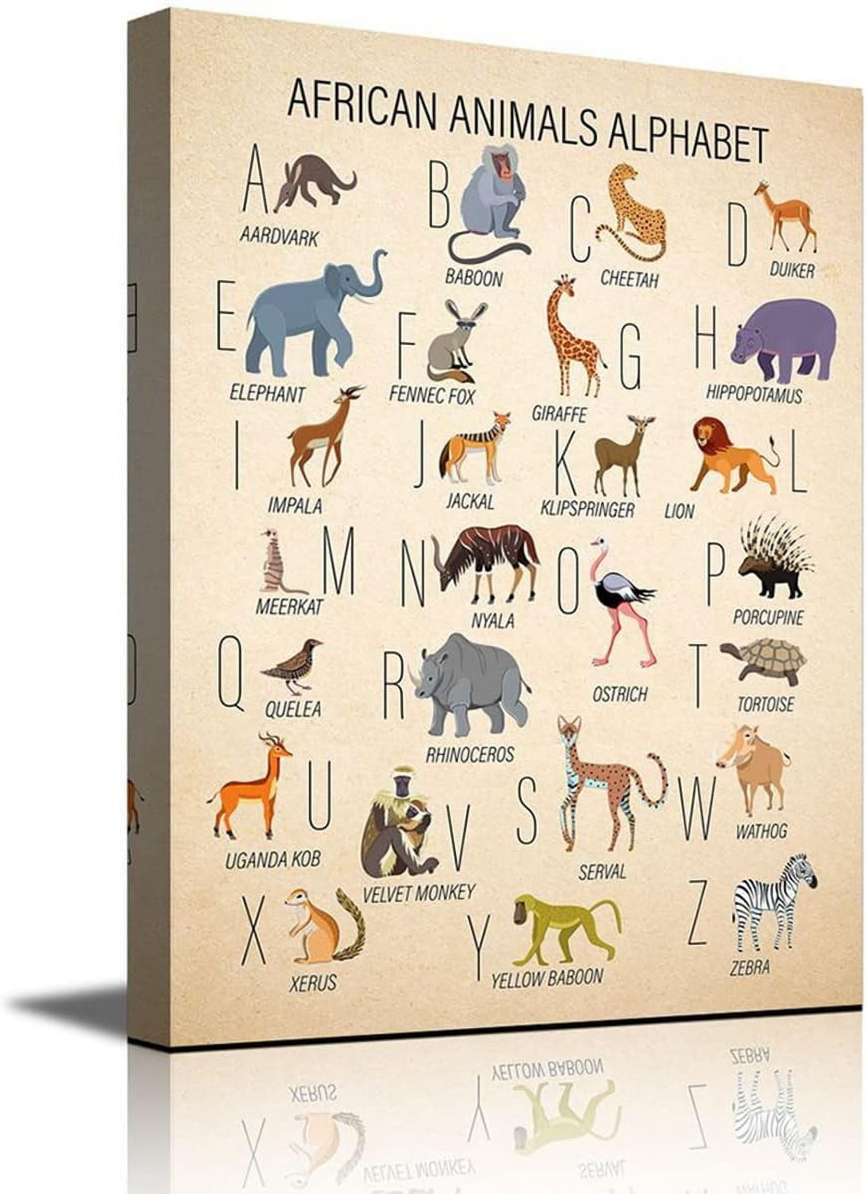 Colorful Artwork Animal Cartoon Canvas Print for Nursery Kids Room Wall ...