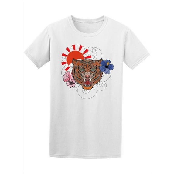 Colorful Asian Tiger Tattoo T-Shirt Men -Image by Shutterstock, Male 4X-Large