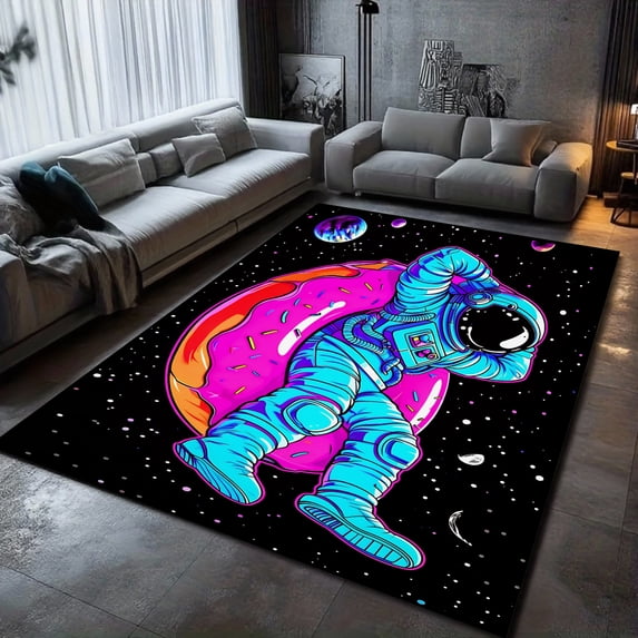 Colorful Astronaut Floating in Space with Planets and Stars Area Rug ...