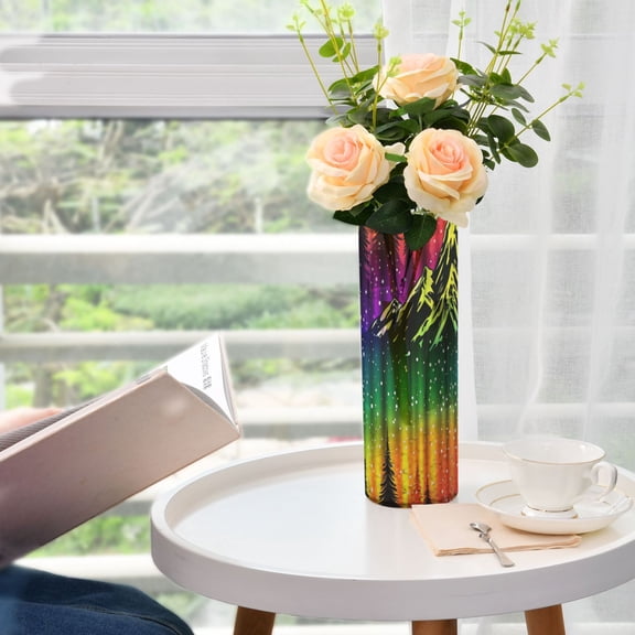 Colorful Aurora Mountains Plastic Vase 11.8'' x 3.9'' Transparent Non Breakable Decorative for Family