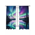 thumbnail image 1 of Colorful Aurora Sheer Curtains 72 inches Long 2 Panels Set Starry Sky Lake Nature Forest Modern Art Sheer Window Curtain Rod Pocket Voile Drapes for Living Room/Bedroom, Each 52" W x 72" L, 1 of 7