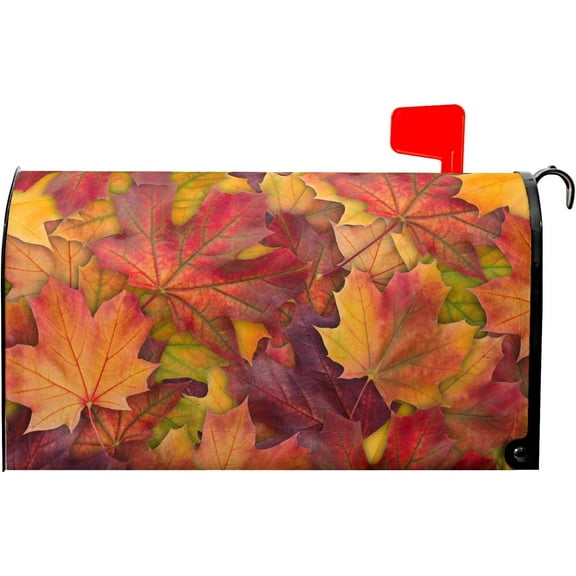 Colorful Autumn Maple Leaves Mailbox Covers Magnetic Standard Size 18" X 21",Fall Thanksgiving Mailbox Wraps Post Letter Box Cover for Holiday Garden Yard Decor