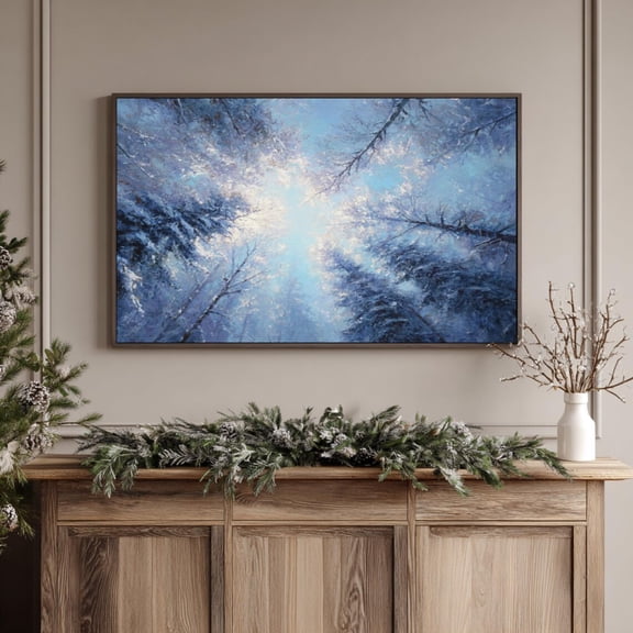 Colorful Autumn Tree Line Reflection Poster Fall Landscape Art, Rustic Nature Decor, Moody Scene, Cottage Wall Art 1588, Unframed Poster Size 12x18 F03.1.22l1809