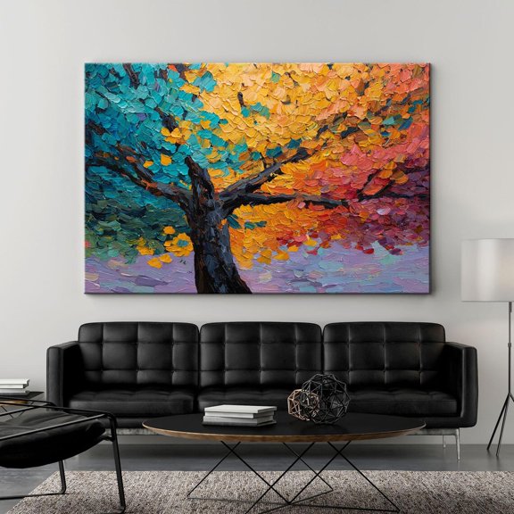 Colorful Autumn Tree Poster, Unframed Paper Poster 8x10in