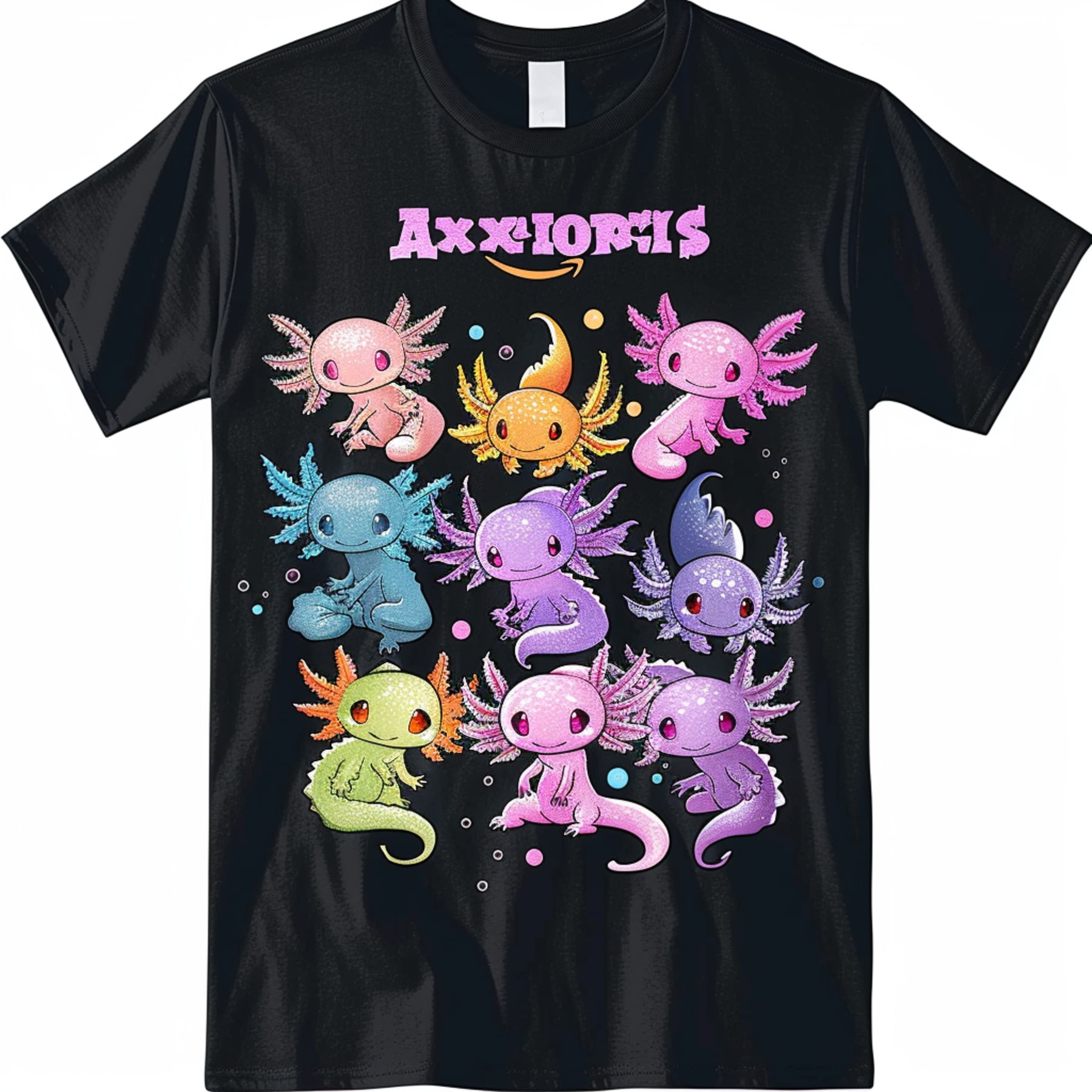 Colorful Baby Axolotls T Shirt Cute Design with Endors Text Various ...