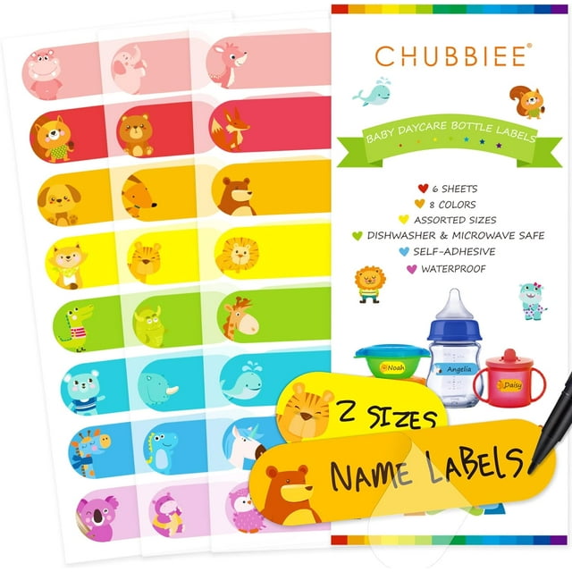 Colorful Baby Bottle Labels for Daycare Waterproof & SelfLaminating