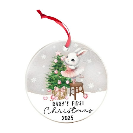 Colorful Baby'S First Christmas Acrylic Ornament Personalized With 2025 Year, Keepsake Gift For Newborn Boy Girl, Holiday Tree Decoration