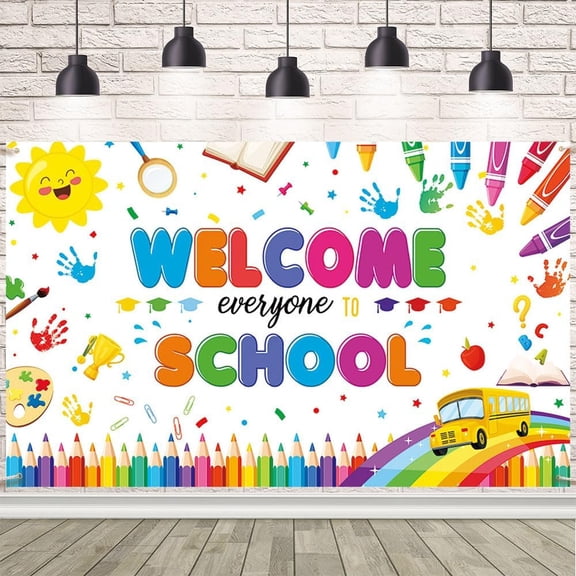 Colorful Back to School Backdrop Classroom Welcome to Kindergarten Background First Day in Preschool Kindergarten Party Decorations Banner Photo Studio Props