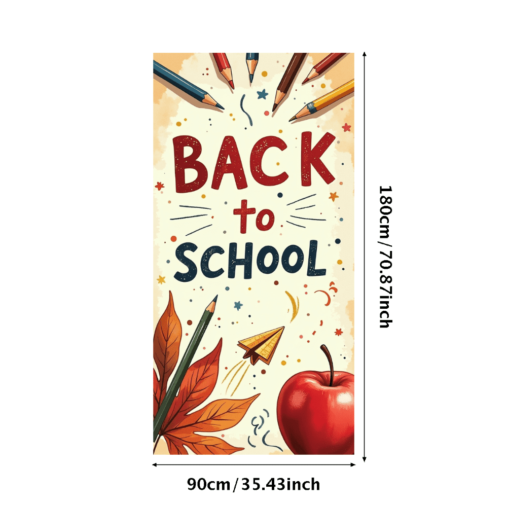 Colorful Back to School Themed Banner with Apple Pencils Leaves and ...