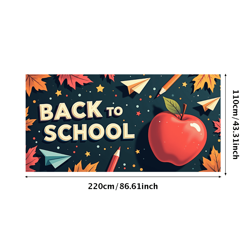 Colorful Back to School Themed Banner with Apple Pencils Leaves and ...