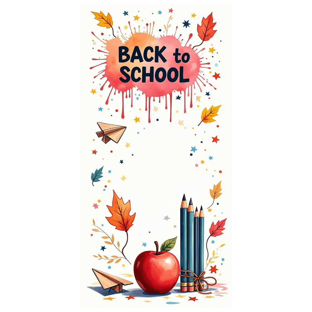 Colorful Back to School Themed Banner with Apple Pencils Leaves and ...