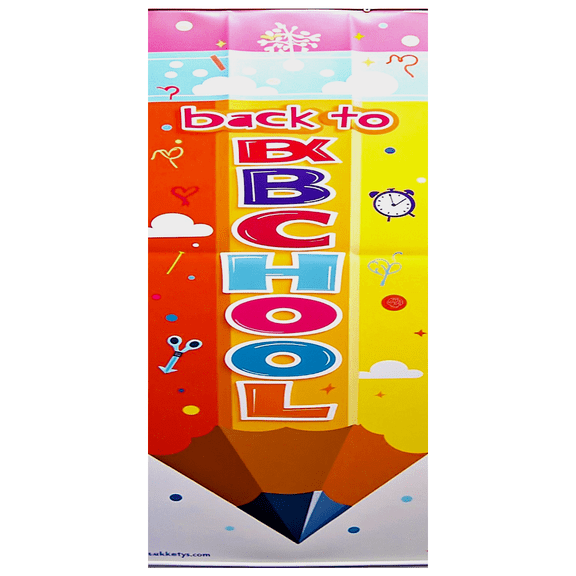 Colorful Back to School Themed Banner Decorative Backdrop with School Supplies Elements Party Decorations for Classroom Events School Parties and Photo Backdrops