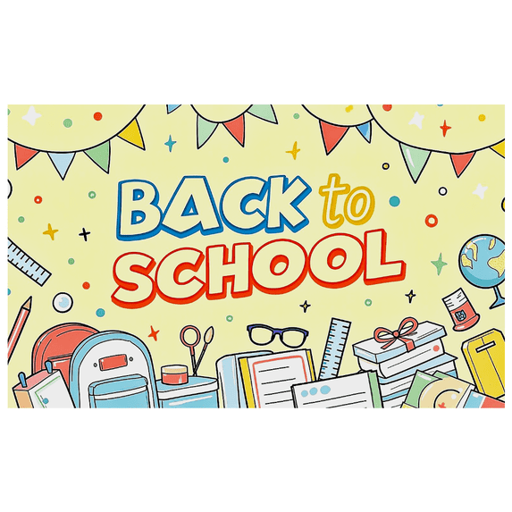 Colorful Back to School Themed Banner with School Supplies Elements Party Decoration Backdrop for Classroom Decorations School Events Photography Props