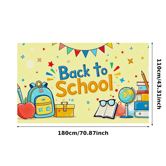 Colorful Back to School Themed Banner with School Supplies Elements Party Decoration Backdrop for Classroom Decorations School Events Photography Props
