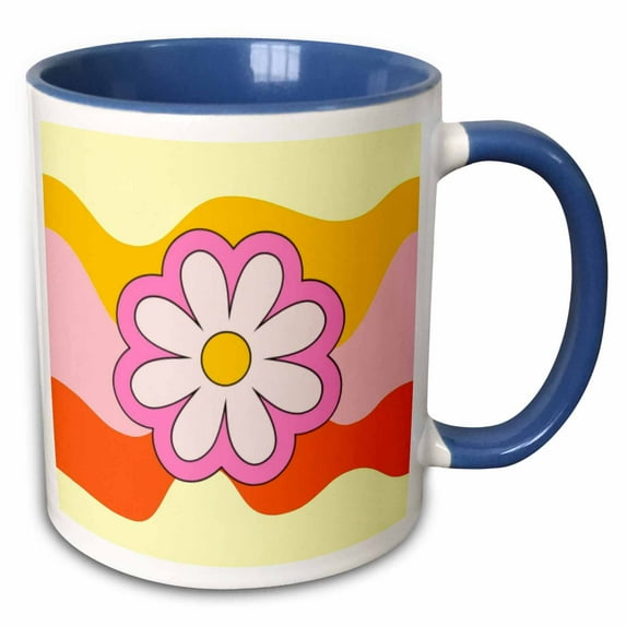3drose, Colorful Background Daisy Flower, 11oz Two-tone Blue Mug