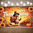 thumbnail image 1 of Colorful Background Happy Thanksgiving Banner Decorative Turkey Autumn Harvest Festival for Indoor Decoration Holiday Celebration Event Party, 1 of 9