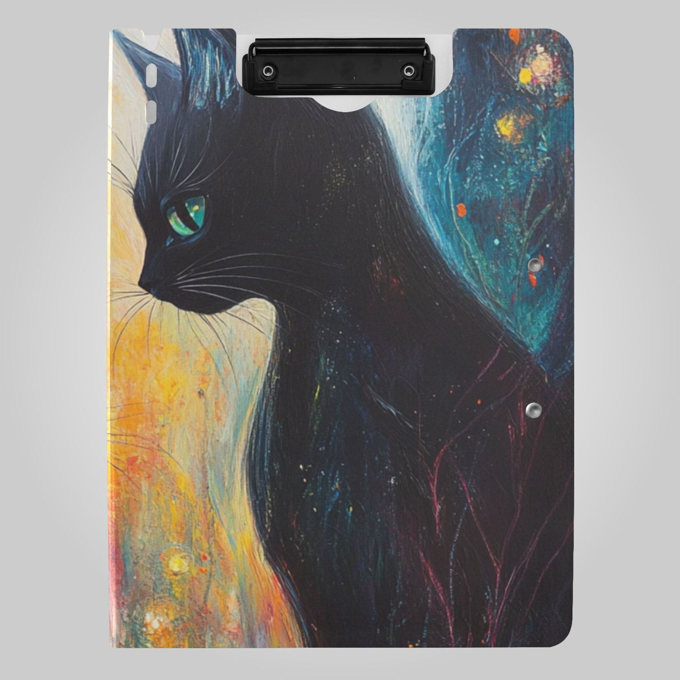Cat File Floder Computer Colorful Background Two Black Cats Foldable Binder Folder Clipboard ...