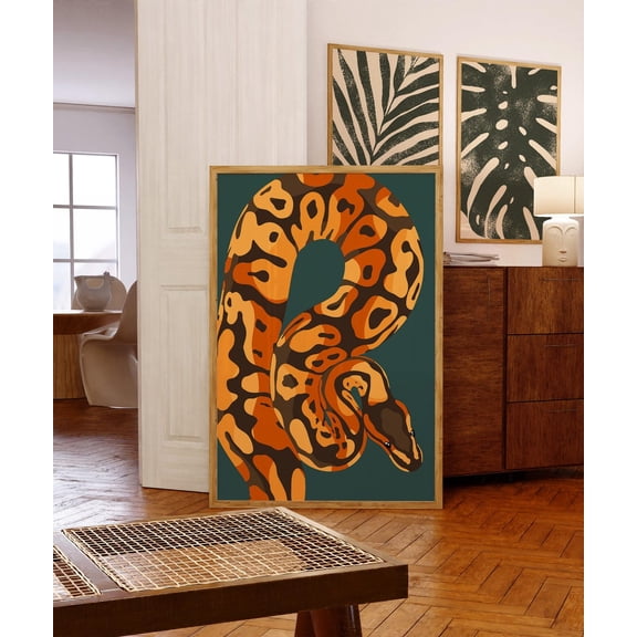 Colorful Ball Python Art Print Jungle Safari Illustration