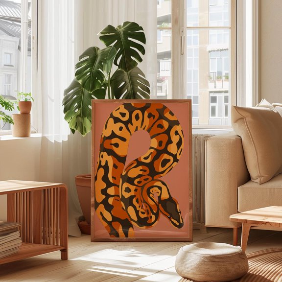 Colorful Ball Python Art Print Tropical Safari Illustration