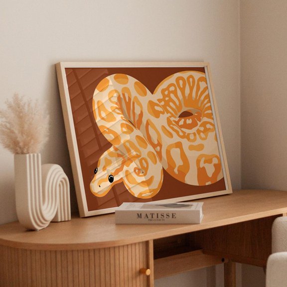 Colorful Ball Python Art Wall Art Jungle Safari Decor Vintage Style Room Interior