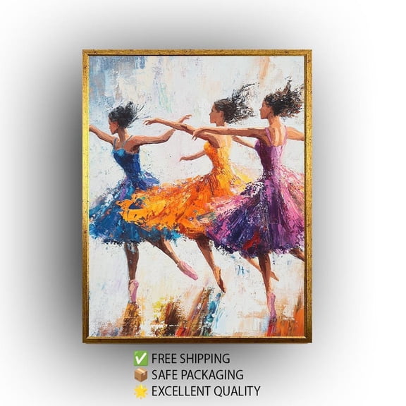 Colorful Ballerina Dancers Wall Art Impressionist Dance Decor, Unframed Paper Poster 11x14in