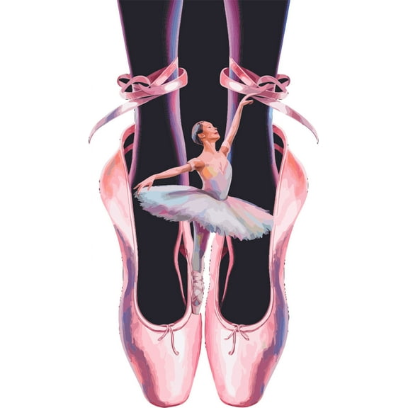 Colorful Ballerina Shoes Ballet Dancer Dancing Elegant Art Print Home Dance Studio Wall Art Sticker Designs Vinyl Stickers For Home House Walls Rooms Windows Bedroom Decoration Size (7x12 inch)