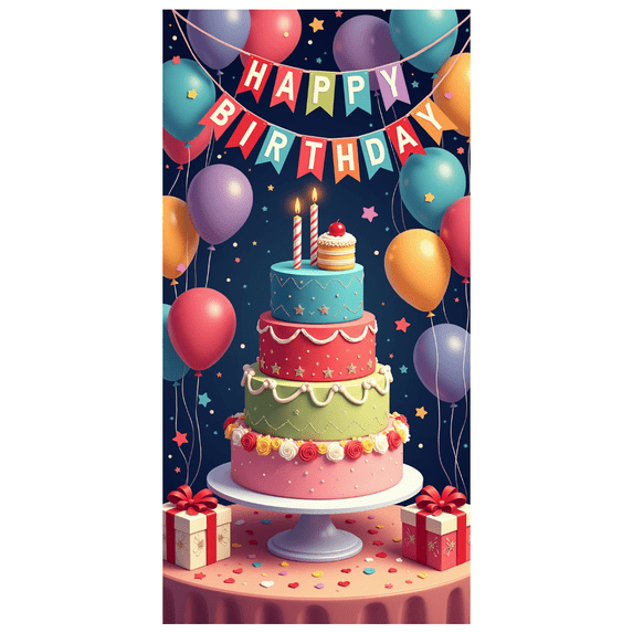 Colorful Balloon Birthday Party Decor Cake Banner Celebration Decoration for Kids Event Indoor Celebration