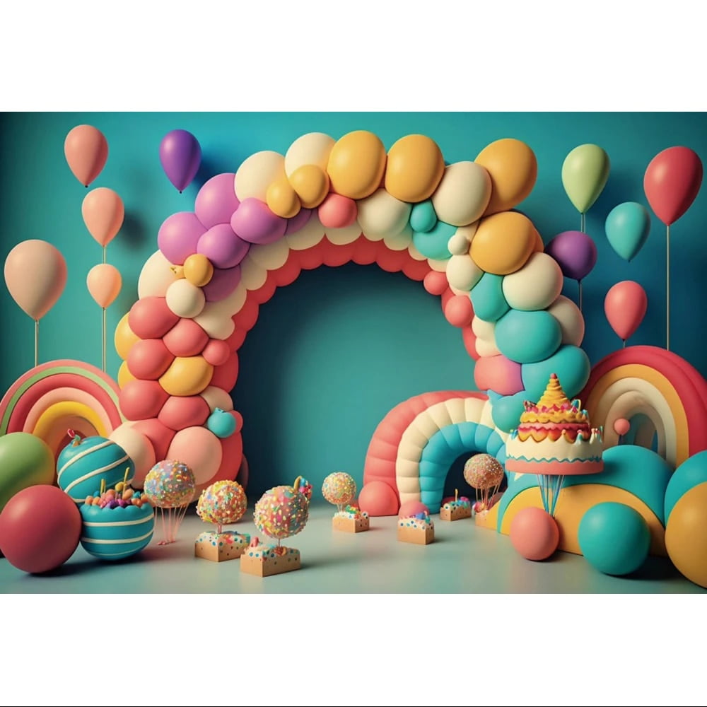 Colorful Balloon Photography Backdrops Boy Girl One Year Birthday Party