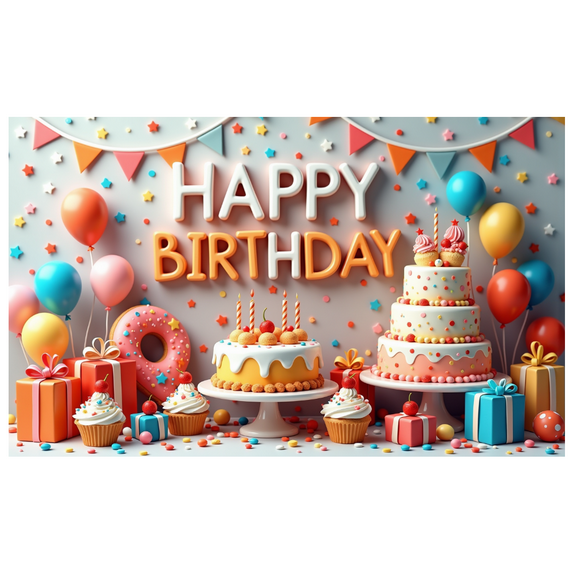 Colorful Balloons Banner Cake Decoration Party Props Decorative Design for Birthday Party Kids Celebration Indoor Event