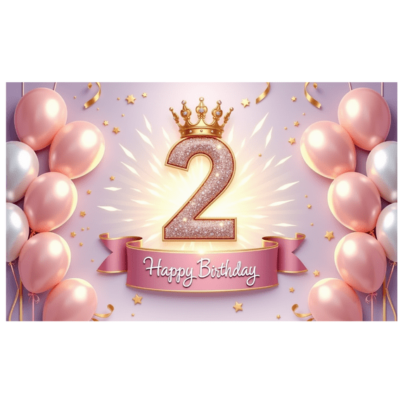 Colorful Balloons Birthday Banner Crown Design Party Backdrop for Kids Celebration Indoor Decoration